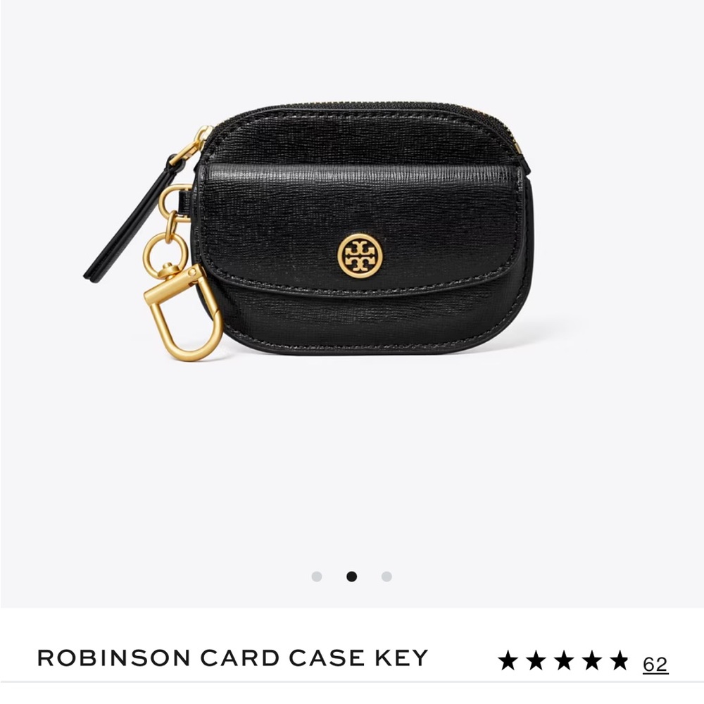 Tory Burch Black Robinson Card Case Key Holder